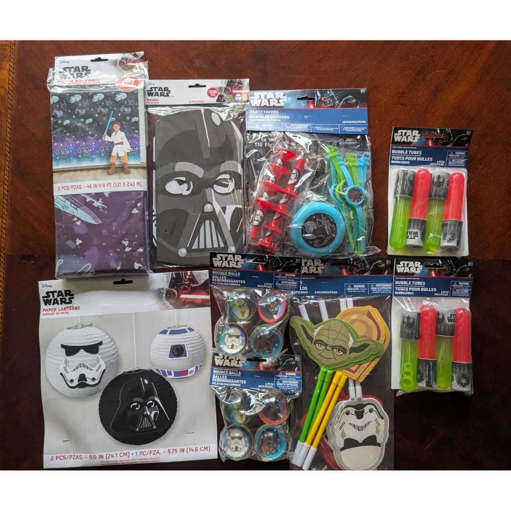Star Wars Party Supply Bundle Backdrop Lanterns Masks Favors 80+ Pieces New